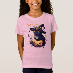 Leuke Halloween kat met een heks pet. T-shirt