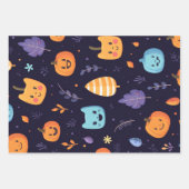 Leuke Halloween Katten en Pompoenen Inpakpapier Vel (Voorkant 2)