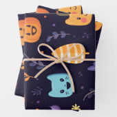 Leuke Halloween Katten en Pompoenen Inpakpapier Vel (In situ)