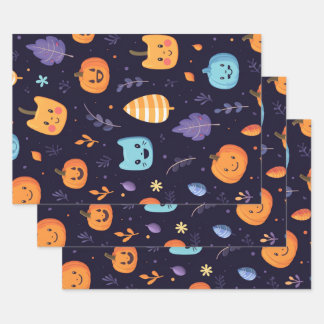 Leuke Halloween Katten en Pompoenen Inpakpapier Vel