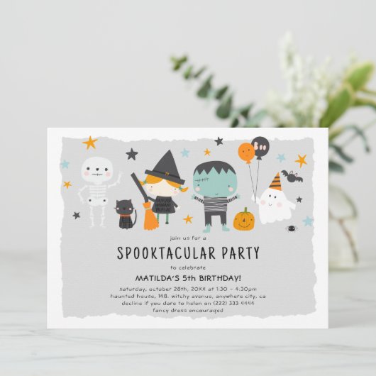 Leuke Halloween Kids Verjaardag Kaart (Staand voorkant)