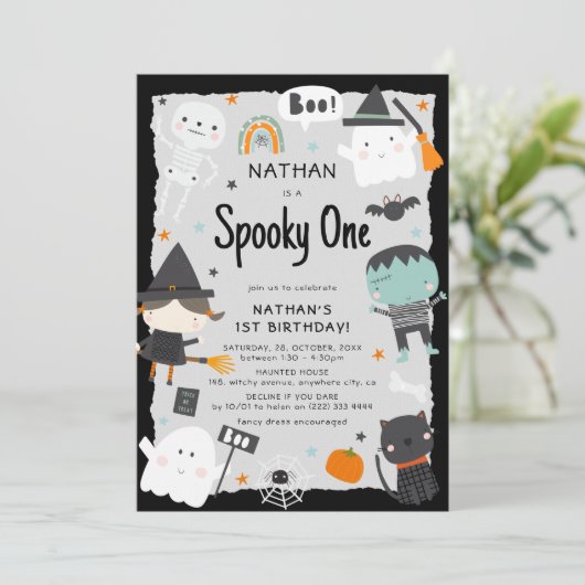 Leuke Halloween Kinder 1e Verjaardag Kaart (Staand voorkant)