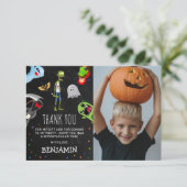 Leuke Halloween Kinderen Verjaardagsfeest Foto Bedankkaart (Staand voorkant)