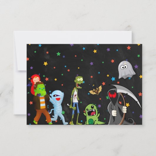 Leuke Halloween Kinderen Verjaardagsfeestje Foto  Bedankkaart (Achterkant)