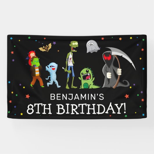 Leuke Halloween Kinderverjaardagsfeestje Spandoek (Horizontaal)