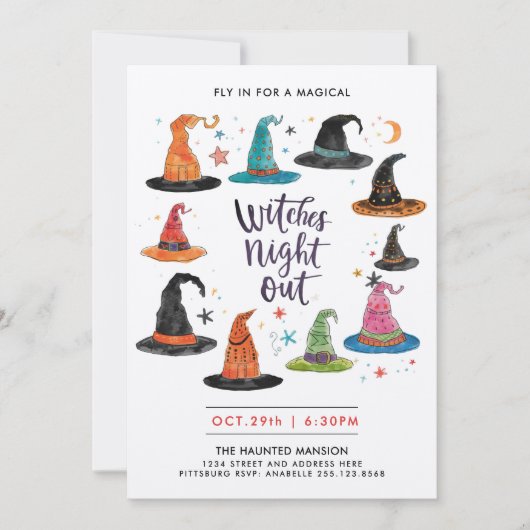 Leuke Halloween kleurrijke heks Petten Kinder Wate Kaart (Voorkant)