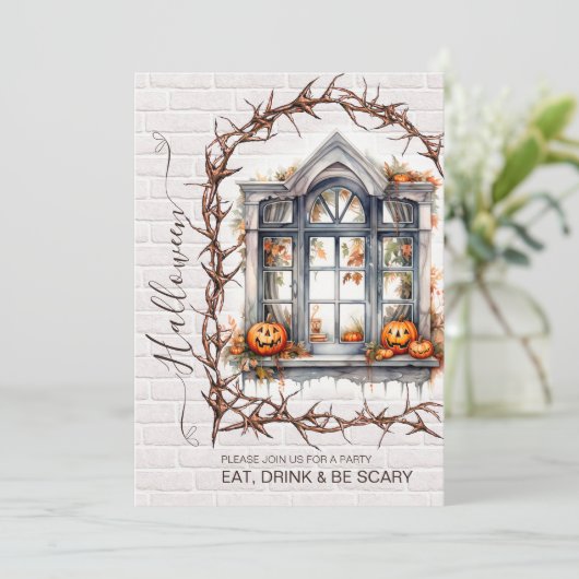 Leuke Halloween Kostuum Party Uitnodiging (Staand voorkant)