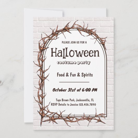 Leuke Halloween Kostuum Party Uitnodiging (Achterkant)