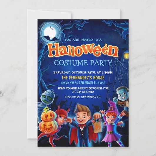 Leuke Halloween Kostuum Party Verjaardag Kaart (Voorkant)