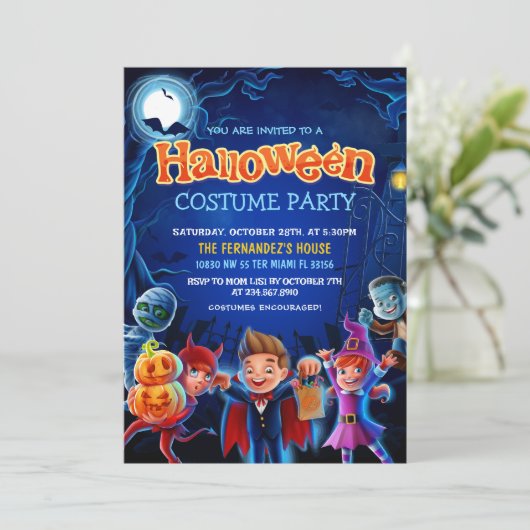 Leuke Halloween Kostuum Party Verjaardag Kaart (Staand voorkant)