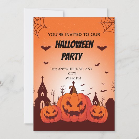 Leuke Halloween-kostuumfeestuitnodiging Aanpasbaar Kaart (Voorkant)