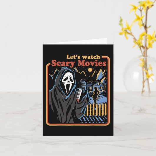 Leuke Halloween Laten we kijken Horror Films Ghost Kaart (Gele Bloem)