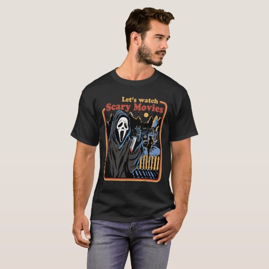 Leuke Halloween Laten we kijken Horror Films Ghost T-shirt (Voorkant volledig)