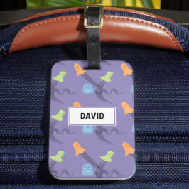 Leuke Halloween met schattige geesten, aanpasbaar Bagagelabel