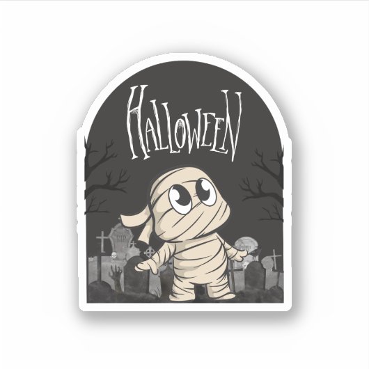 Leuke Halloween mummie Sticker (Voorkant)