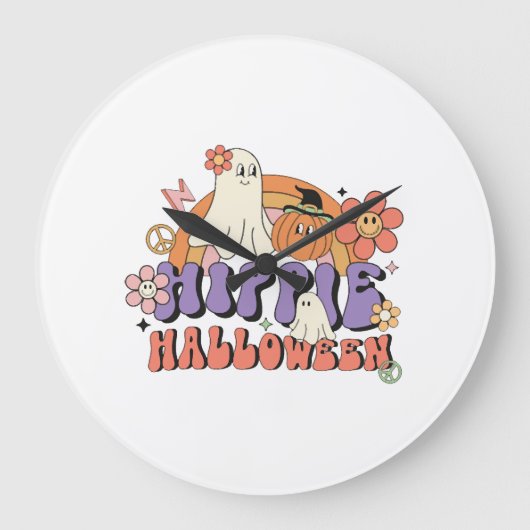 Leuke Halloween-ontwerpen Hippie Halloween Retro Grote Klok (Voorkant)