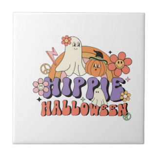 Leuke Halloween-ontwerpen Hippie Halloween Retro Tegeltje