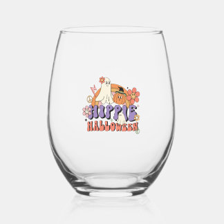 Leuke Halloween Ontwerpen Hippie Halloween Retro Wijnglas Zonder Voet