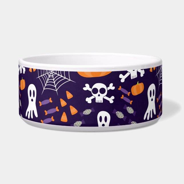 Leuke Halloween-patroon Voerbakje (Voorkant)