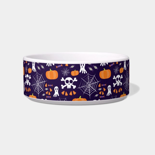 Leuke Halloween-patroon Voerbakje (Voorkant)
