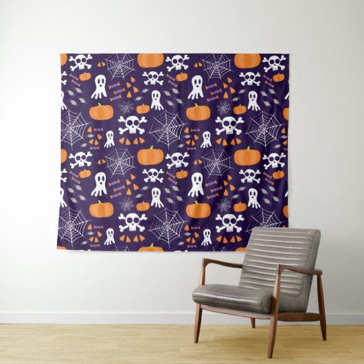 Leuke Halloween-patroon Wandkleed (In Situ (horizontaal))