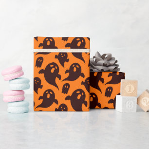 Leuke Halloween Pattern Ghost Zwart Sinaasappel Sp Cadeaupapier