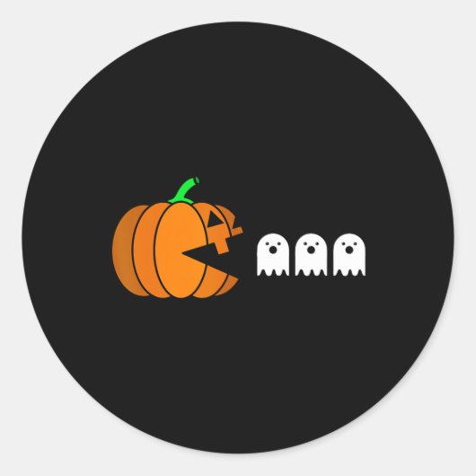 Leuke Halloween Pompoen Eating Ghost Ronde Sticker (Voorkant)