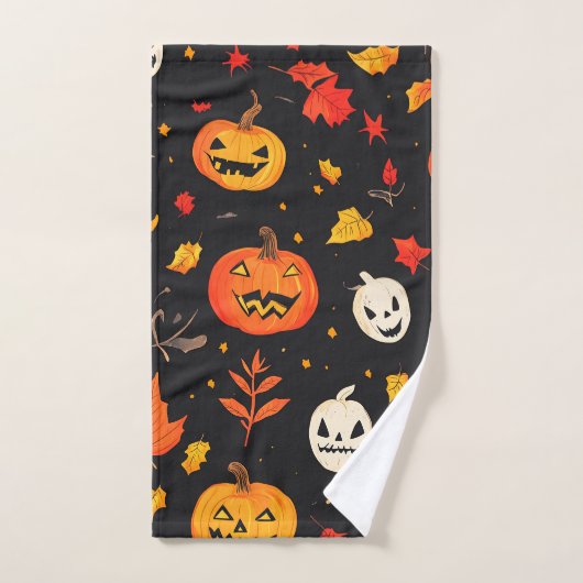 Leuke Halloween pompoen en bladeren Print Bad Handdoek (Handdoek)