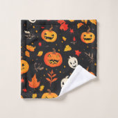 Leuke Halloween pompoen en bladeren Print Bad Handdoek (Wasdoekje)