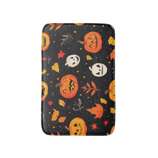 Leuke Halloween pompoen en bladeren Print Badmat (Voorkant Verticaal)