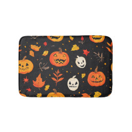 Leuke Halloween pompoen en bladeren Print Badmat