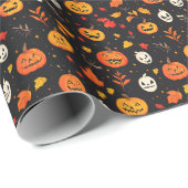 Leuke Halloween pompoen en bladeren Print Cadeaupapier (Rol Hoek)