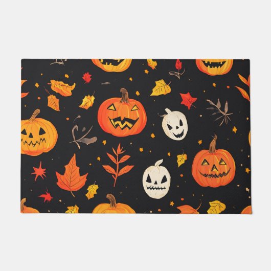 Leuke Halloween pompoen en bladeren Print Deurmat (Voorkant)