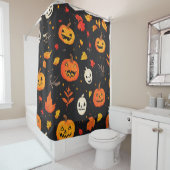 Leuke Halloween pompoen en bladeren Print Douchegordijn (In situ)