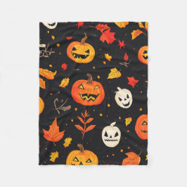 Leuke Halloween pompoen en bladeren Print Fleece Deken