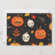 Leuke Halloween pompoen en bladeren Print