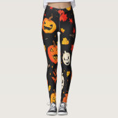 Leuke Halloween pompoen en bladeren Print Leggings (Voorkant)