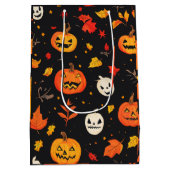 Leuke Halloween pompoen en bladeren Print Medium Cadeauzakje (Achterkant)
