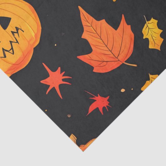 Leuke Halloween pompoen en bladeren Print Tissuepapier (Detail)
