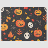 Leuke Halloween pompoen en bladeren Print Tissuepapier (Voorkant)