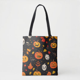Leuke Halloween pompoen en bladeren Print Tote Bag