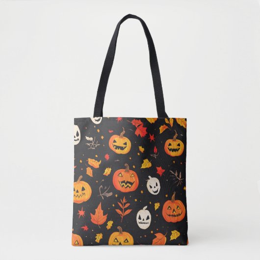 Leuke Halloween pompoen en bladeren Print Tote Bag (Voorkant)