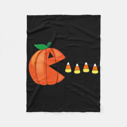 Leuke Halloween Pompoen Eten Candy Corn Fleece Deken (Voorkant)