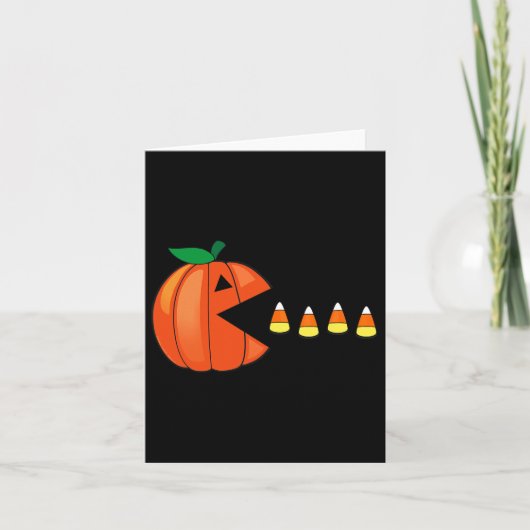 Leuke Halloween Pompoen Eten Candy Corn Kaart (Voorkant)