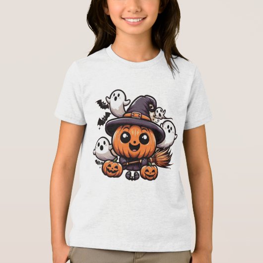 Leuke Halloween pompoen karakters Tri-Blend Shirt (Voorkant)