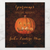 Leuke Halloween pompoen Wijn Etiket (Enkel label)