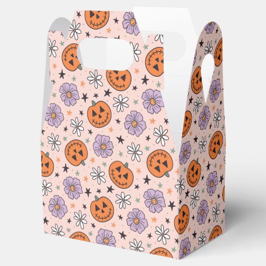 Leuke Halloween pompoenen en bloemen patroon Bedankdoosjes (Geopend)