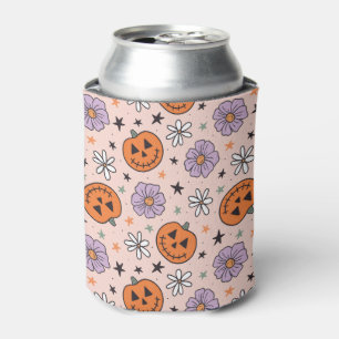 Leuke Halloween pompoenen en bloemen patroon Blikjeskoeler
