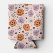Leuke Halloween pompoenen en bloemen patroon Blikjeskoeler (Voorkant)