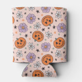 Leuke Halloween pompoenen en bloemen patroon Blikjeskoeler (Achterkant)